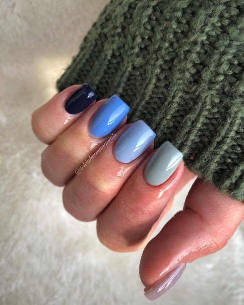 Girls Blue Short Nail Designs