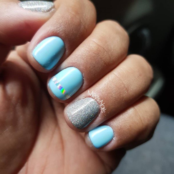 Girls Blue Short Nail Ideas