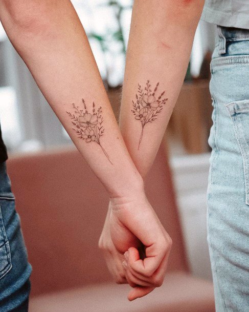 Girls Bouquet Tattoo Designs