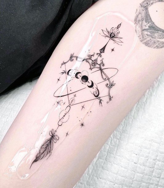 Girls Bow And Arrow Tattoo Designs