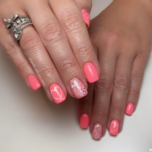 Girls Bright Coral Nail Designs