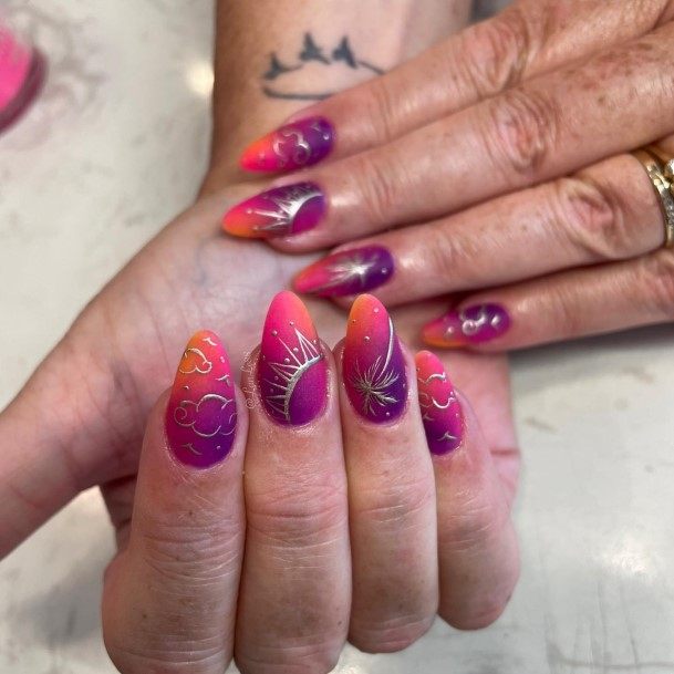 Girls Bright Ombre Fingernails Designs