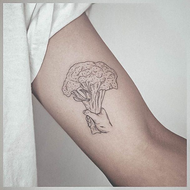 Girls Broccoli Tattoo Ideas