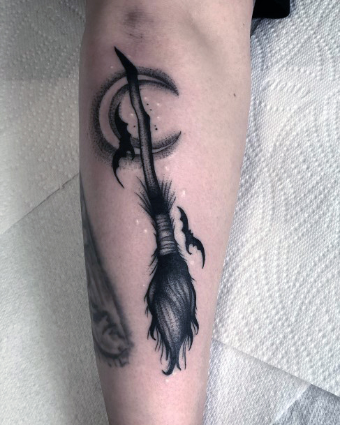 Girls Broomstick Tattoo Designs