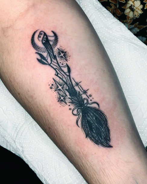 Girls Broomstick Tattoo Ideas