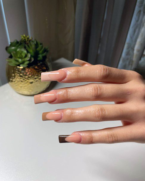 Girls Brown Dress Fingernails Designs