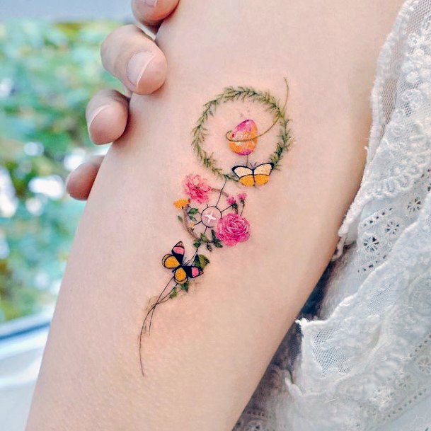 Girls Butterfly Flower Tattoo Designs