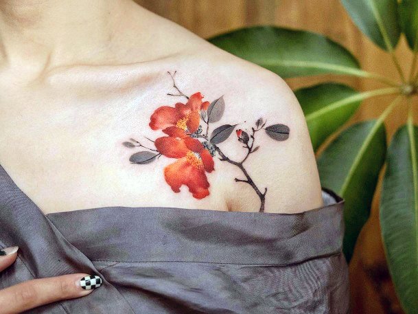 Girls Camellia Tattoo Designs