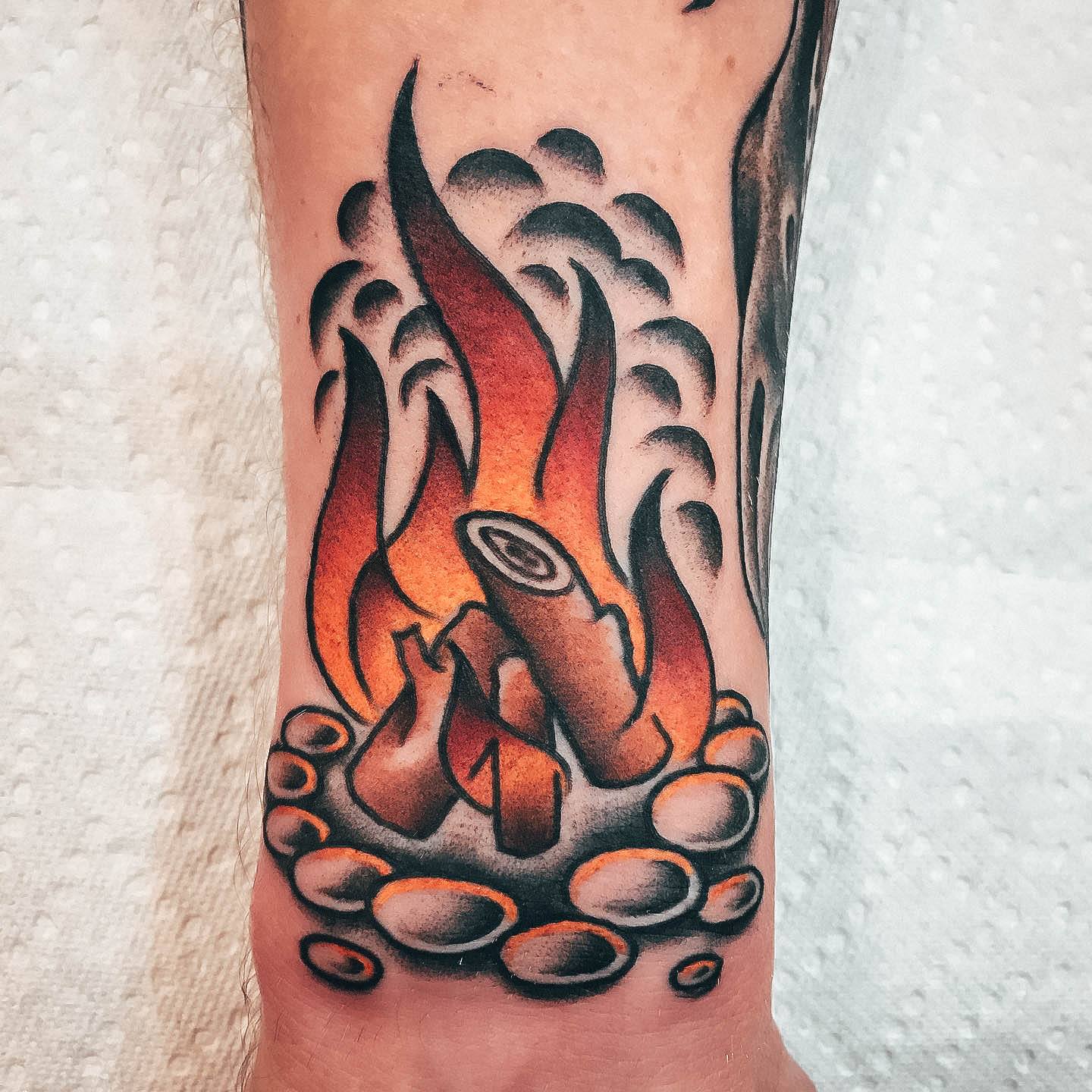 Girls Campfire Tattoo Designs