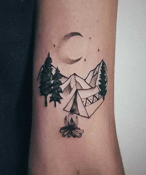 Girls Camping Tattoo Designs