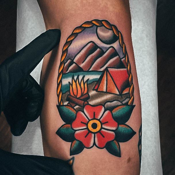 Girls Camping Tattoo Ideas