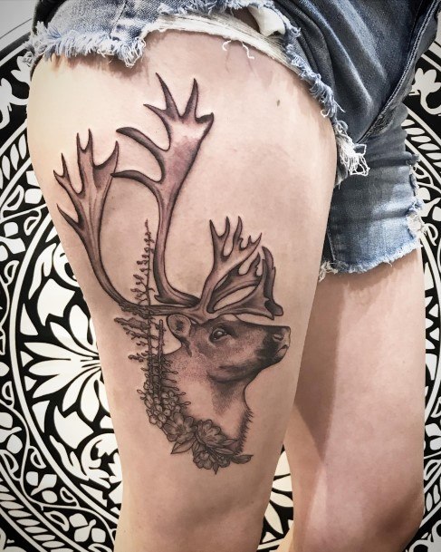 Girls Caribou Reindeer Tattoo Designs