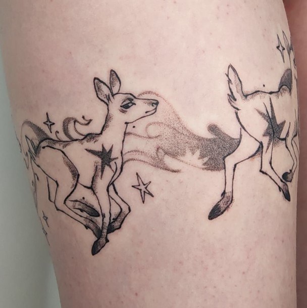 Girls Caribou Reindeer Tattoo Ideas