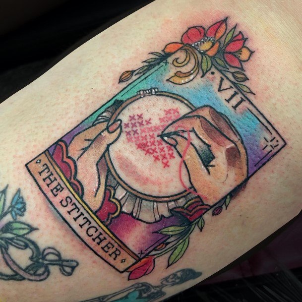 Girls Cross Stitch Tattoo Ideas