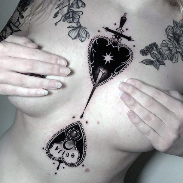 Girls Dagger Heart Tattoo Designs