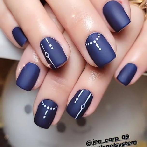 Girls Dark Blue Matte Nail Art Ideas