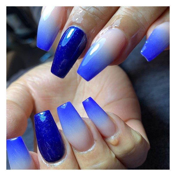 Girls Dark Blue Ombre Fingernails Designs