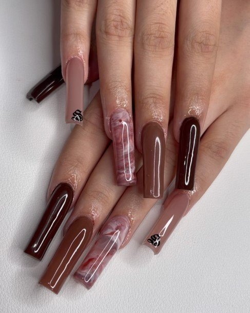 Girls Dark Brown Nail Designs