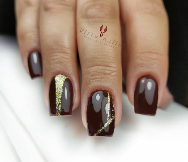 Girls Dark Brown Nail Ideas