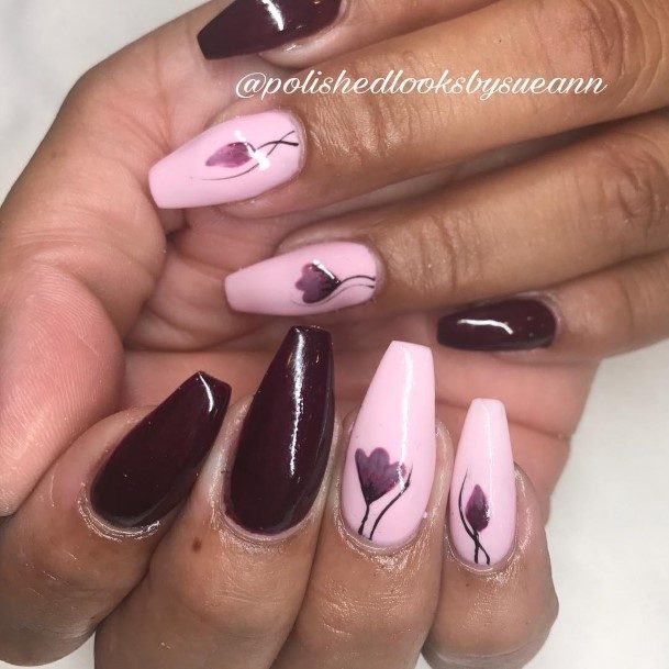 Girls Deep Purple Nail Designs