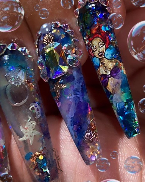 Girls Designs Aquarium Nail