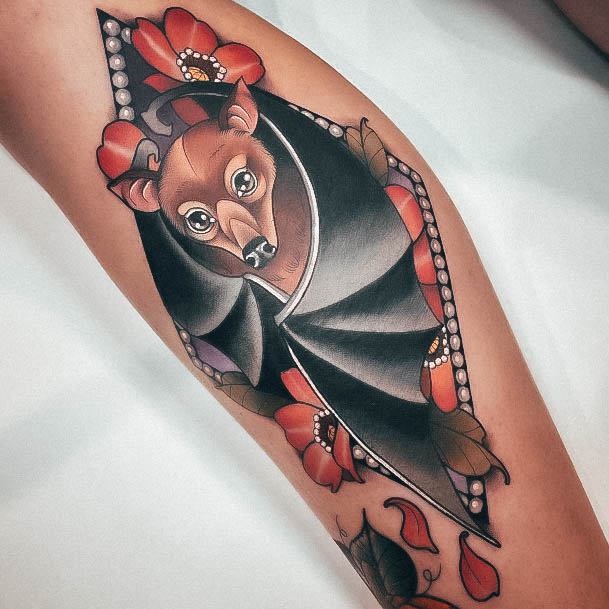 Girls Designs Bat Tattoo