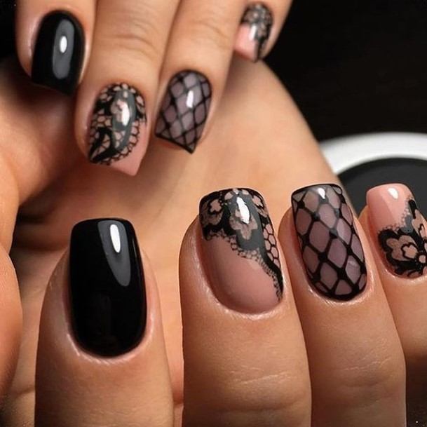 Girls Designs Black Prom Nail