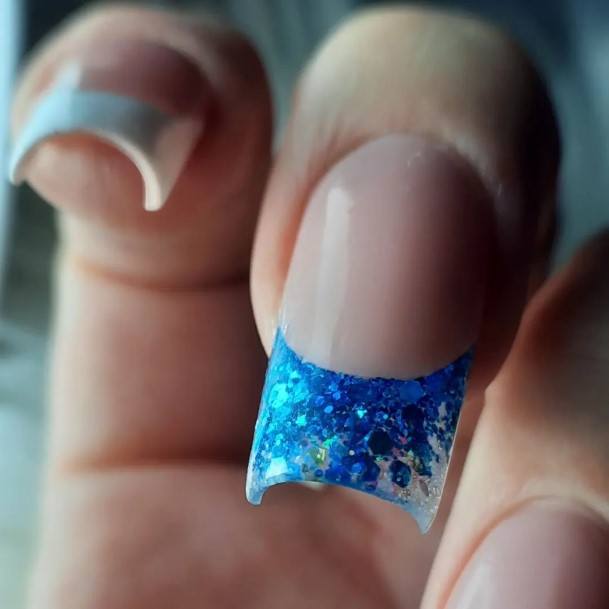 Girls Designs Blue Glitter Nail