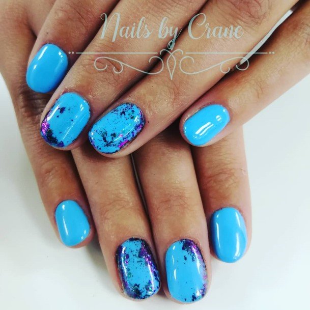 Girls Designs Blue Short Nail