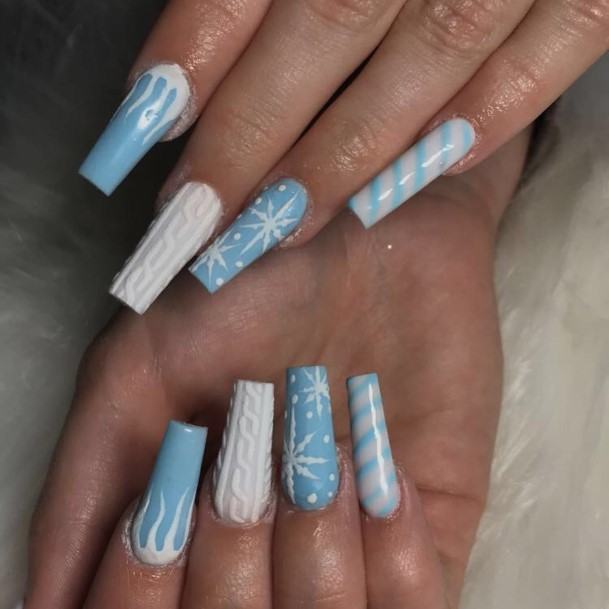 Girls Designs Blue Winter Nail