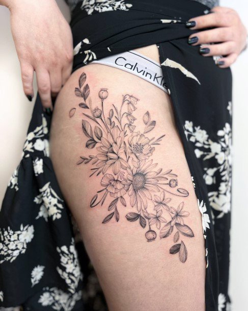 Girls Designs Bouquet Tattoo