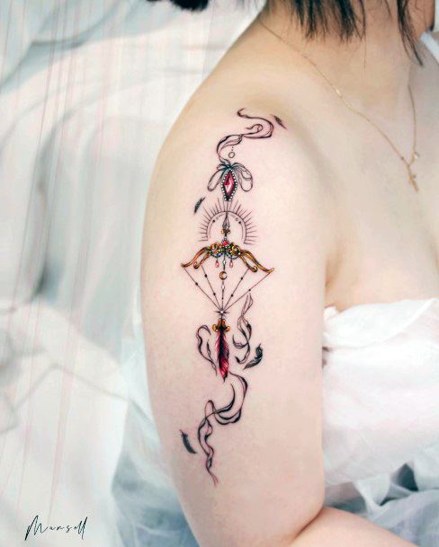 Girls Designs Bow And Arrow Tattoo