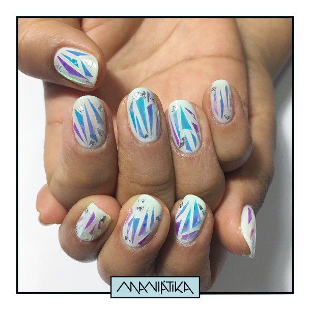 Girls Designs Broken Shattered Glass Nail