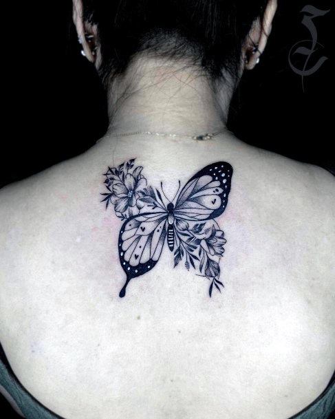 Girls Designs Butterfly Flower Tattoo