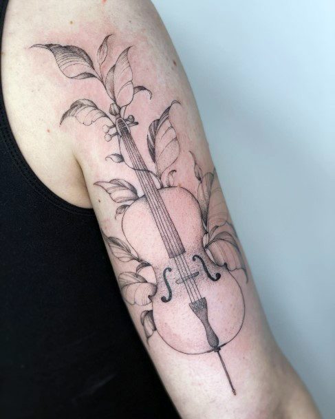 Girls Designs Cello Tattoo