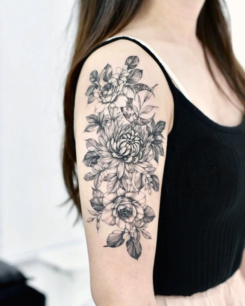 Girls Designs Chrysanthemum Tattoo