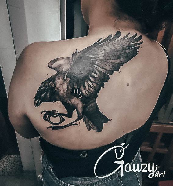 Girls Designs Crow Tattoo