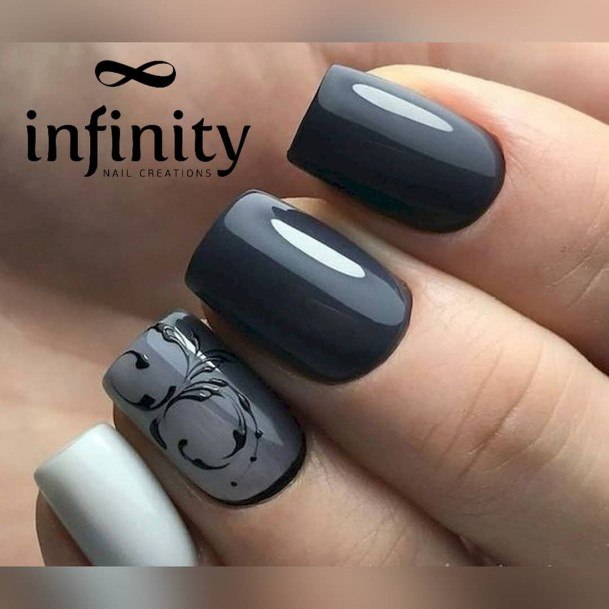 Girls Designs Dark Grey Nail