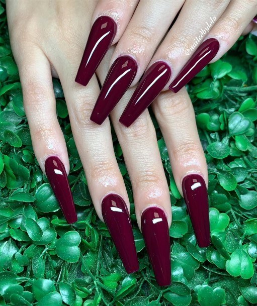 Girls Designs Dark Maroon Nail