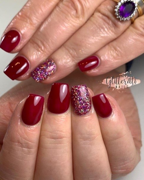 Girls Designs Dark Red Nail