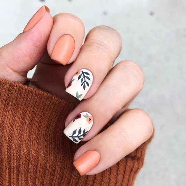 Girls Designs Fall Leaf Nail