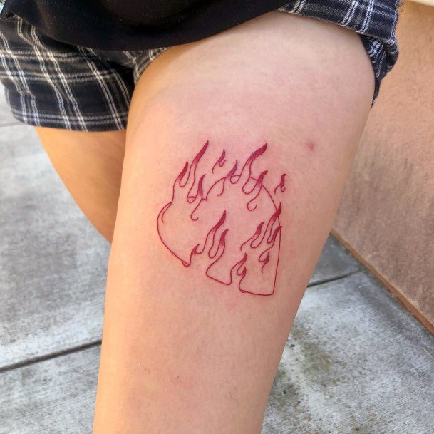 Girls Designs Flaming Heart Tattoo