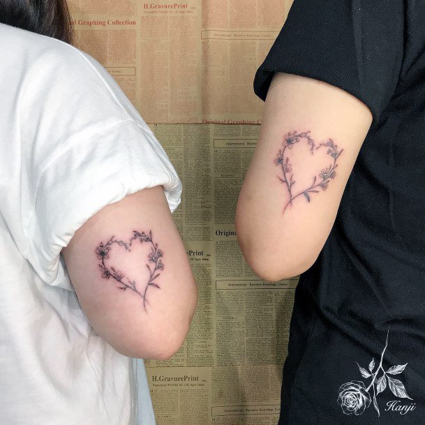 Girls Designs Flower Heart Tattoo