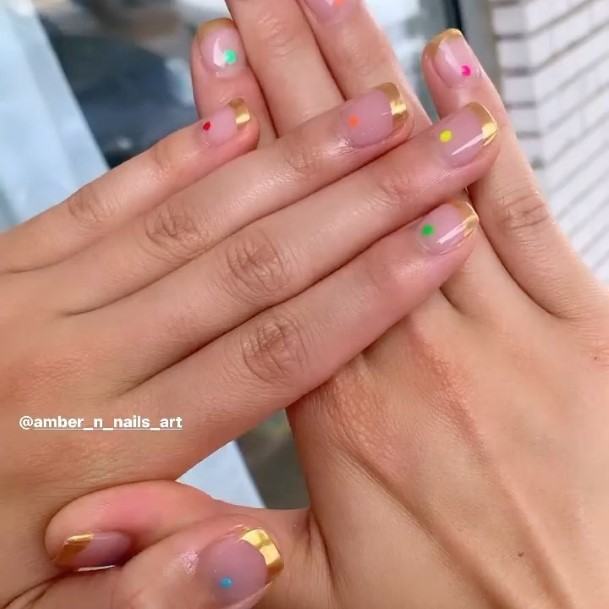 Girls Designs Gold French Tip Nail