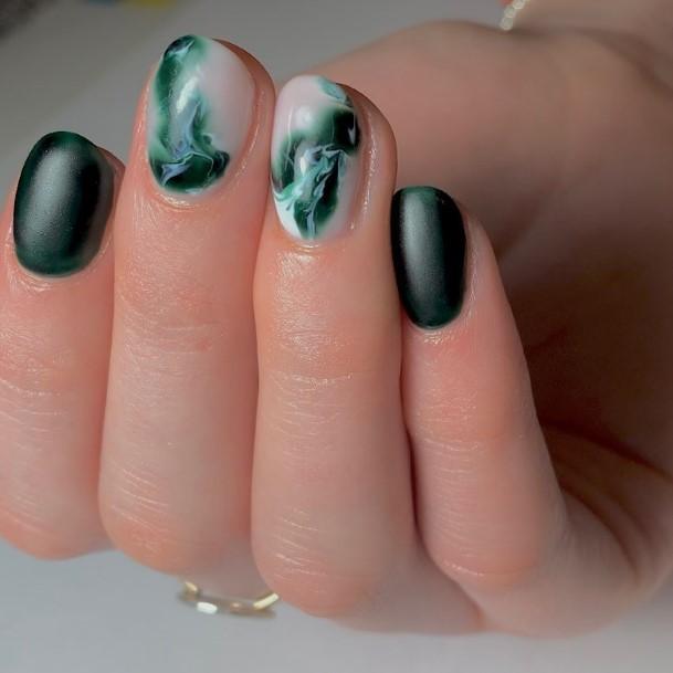 Girls Designs Green And White Nail