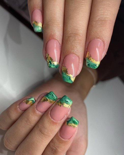 Girls Designs Green French Tip Nail