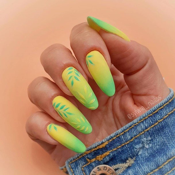 Girls Designs Green Ombre Nail