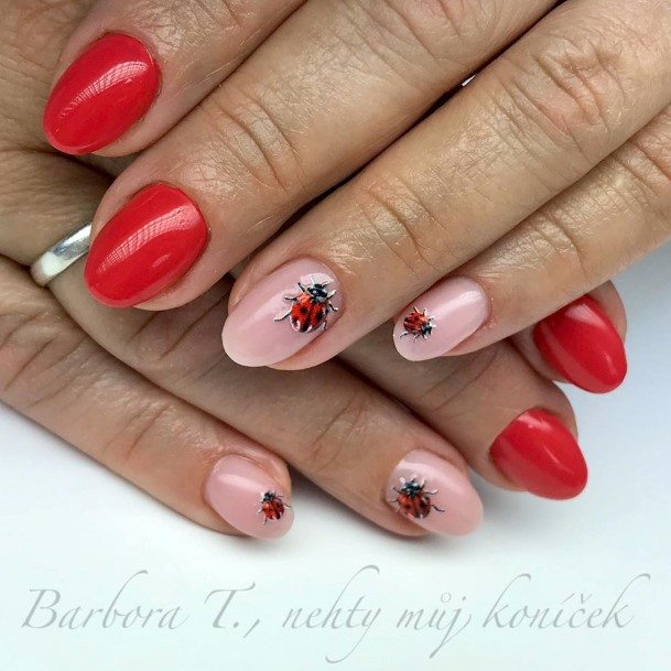 Girls Designs Ladybug Nail