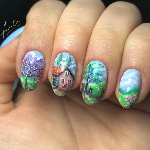 Girls Designs Landscape Nail