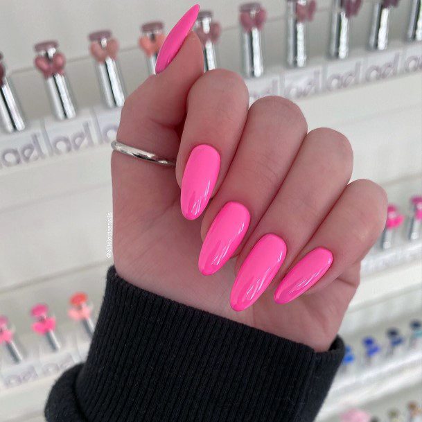 Girls Designs Long Pink Nail